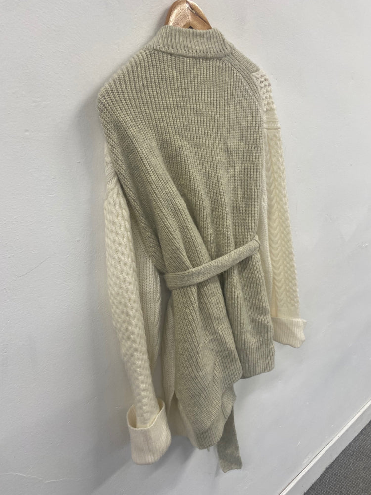 Fabulous French Connection wool blend oversized Cardigan UkXS Beige NF494