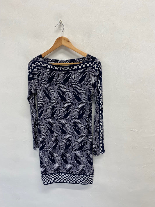 Fabulous Michael Kors Midi Dress UK 8 Navy art deco NF494
