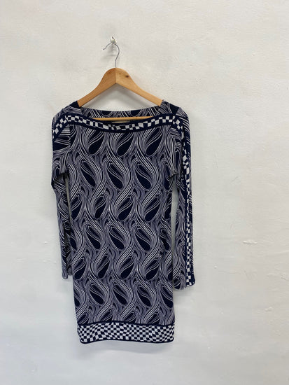 Fabulous Michael Kors Midi Dress UK 8 Navy art deco NF494