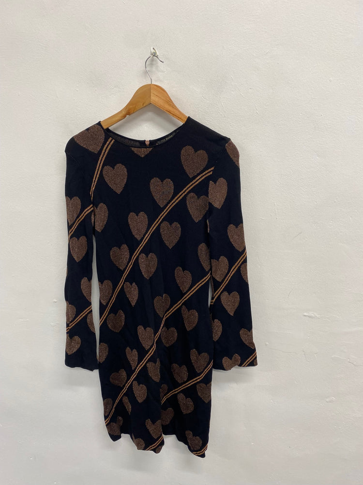 Fabulous Ted Baker Dress UK 10 Metallic black heart uzeniaa NF494
