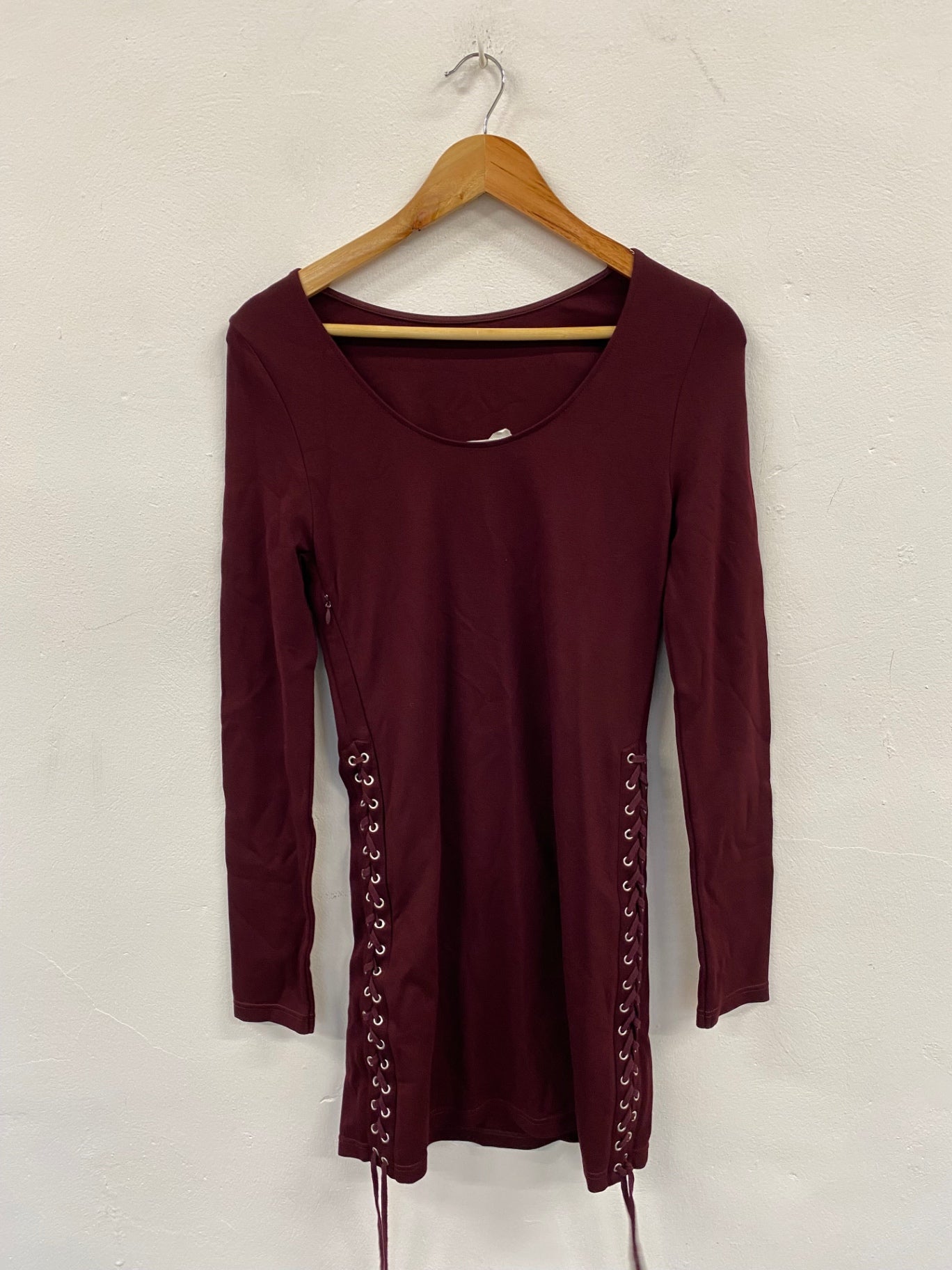 Fabulous Alexander Mcqueen lace up Bondage Dress UkS Burgundy NF494