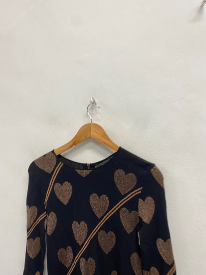 Fabulous Ted Baker Dress UK 10 Metallic black heart uzeniaa NF494