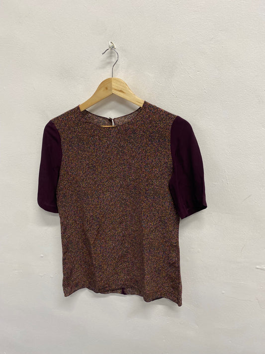 Fabulous Victoria Beckham Blouse UK 8 Burgundy silk AE001