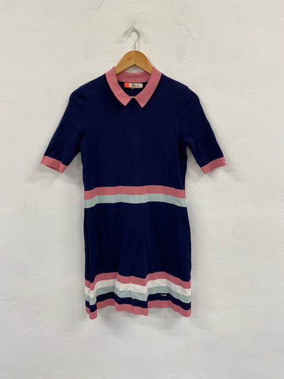 Fabulous Ted Baker Origami oversized Dress Uk8 Navy pink NF494