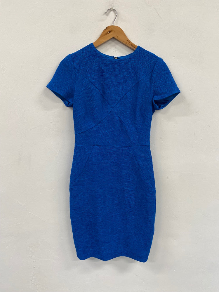 Fabulous Ted Baker Nedeli textured Bodycon party Dress UK8-10 Blue NF494
