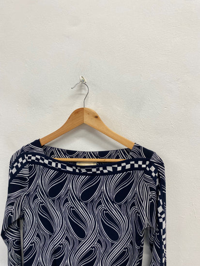 Fabulous Michael Kors Midi Dress UK 8 Navy art deco NF494