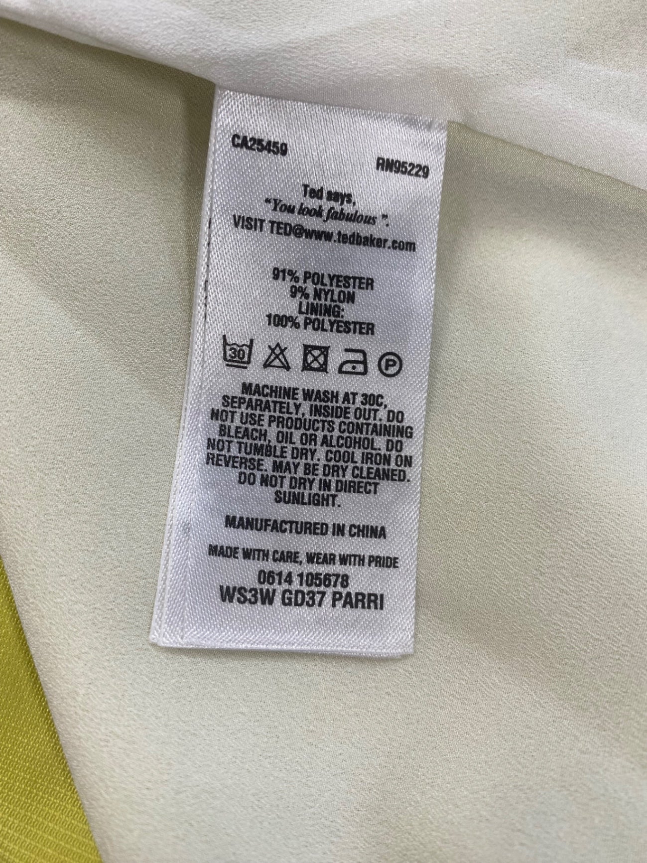 Fabulous Ted Baker Parri Party Occasion Dress Uk10 White & yellow NF494