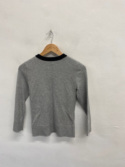 Fabulous Karen Millen Sweater UK 8 Gray and Black eyelet NF494