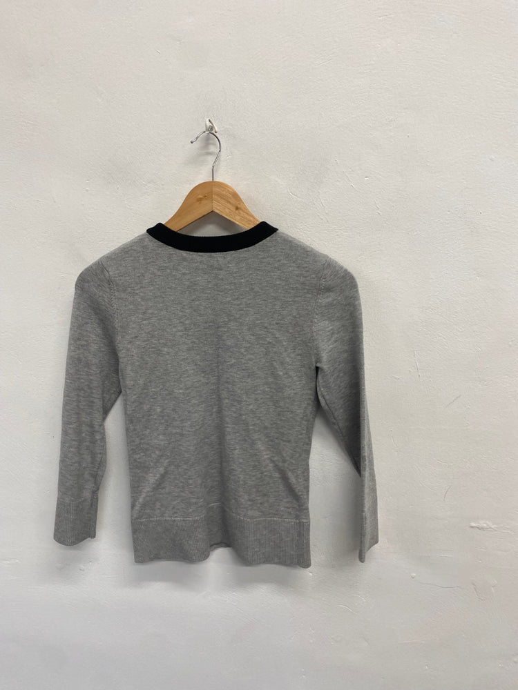 Fabulous Karen Millen Sweater UK 8 Gray and Black eyelet NF494