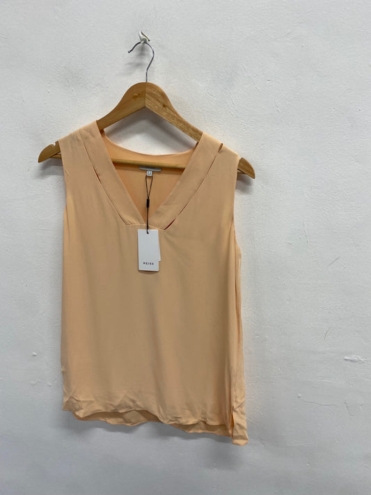 Fabulous REISS Blouse UK 10 Peach Bruna v neck NF494