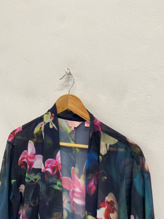 Fabulous Ted Baker Kimono UK 8 Navy floral beach cover NF494