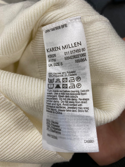 Fabulous Karen Millen cold shoulder Sweater UKS Cream Preppy NF494
