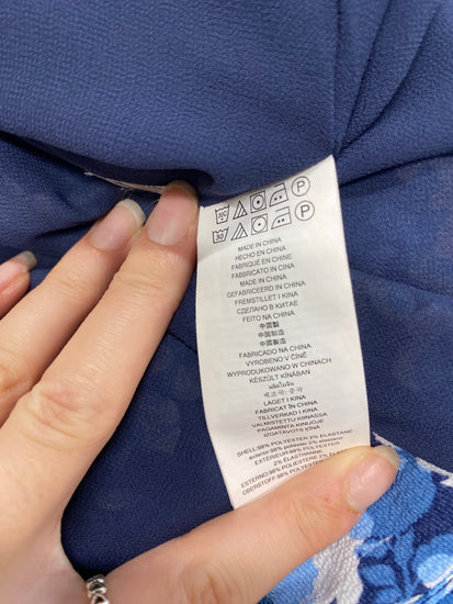 Fabulous Michael Kors Dress Uk 6 Blue floral cut out shoulder NF494