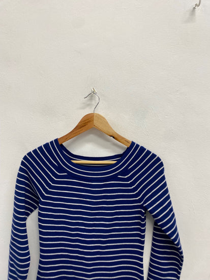 Fabulous Karen millen Midi Dress UK 8 Navy striped NF494