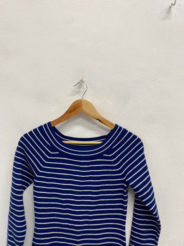 Fabulous Karen millen Midi Dress UK 8 Navy striped NF494