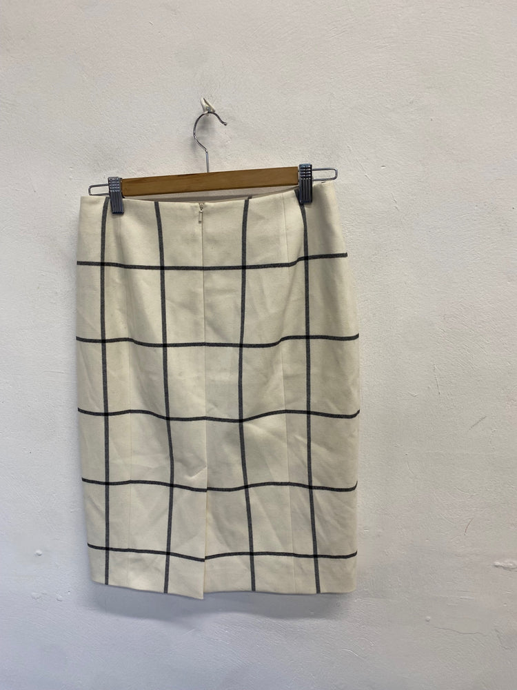 Fabulous Karen Millen Midi Skirt UK 10 Beige checked office NF494