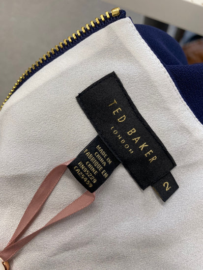 Fabulous Ted Baker Cami UK 10 White and Navy Blue new NF494