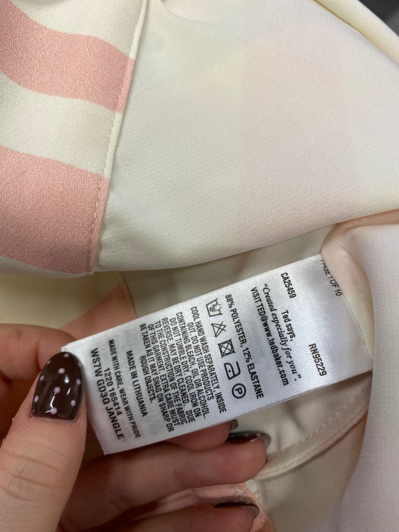 Fabulous Ted Baker Mini dress UK 10 Pink cream stripe floaty NF494