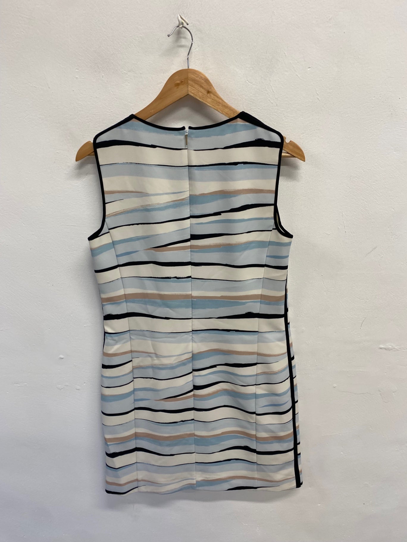 Fabulous Hugo Boss Mini dress UK 10 Blue beige stripe office NF494