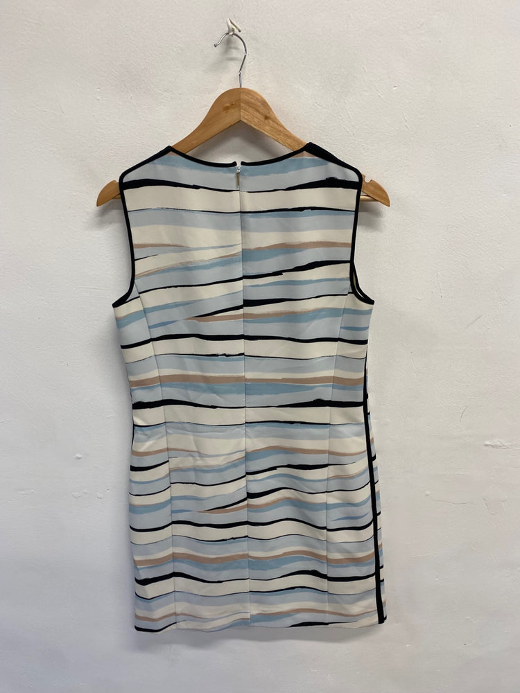 Fabulous Hugo Boss Mini dress UK 10 Blue beige stripe office NF494