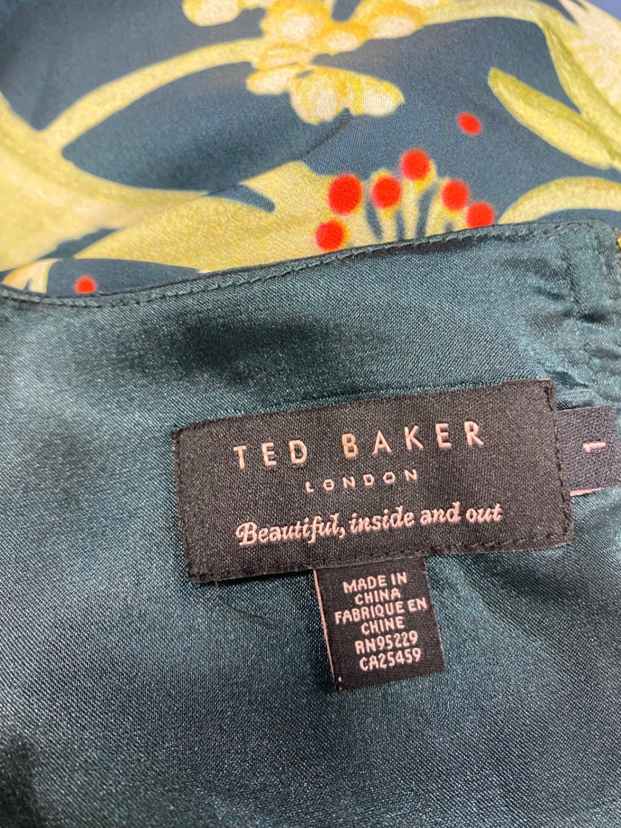 Fabulous Ted Baker Midi Dress UK 8 Dark green floral harleem NF494