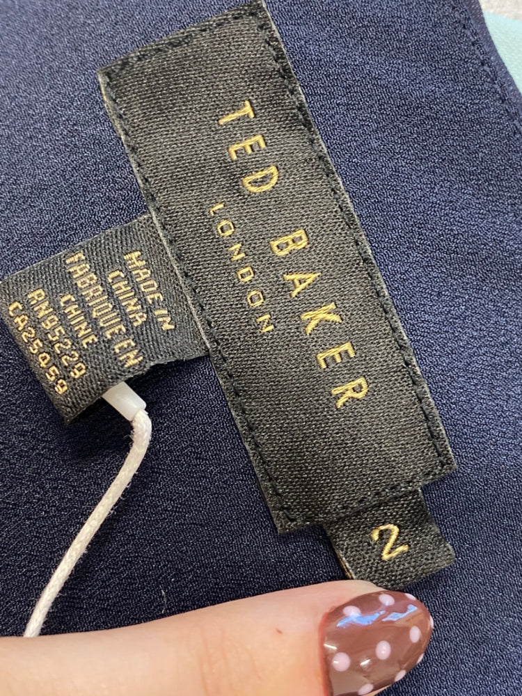 Fabulous Ted Baker Blouse top UK 10 Navy floral beree NF494