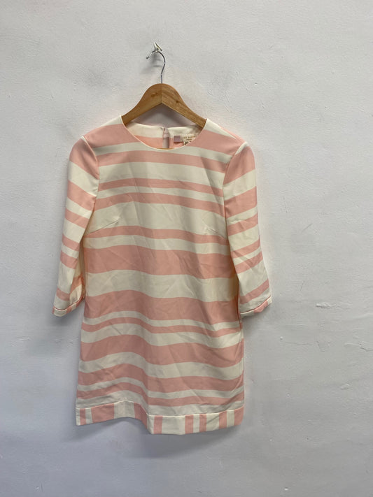 Fabulous Ted Baker Mini dress UK 10 Pink cream stripe floaty NF494
