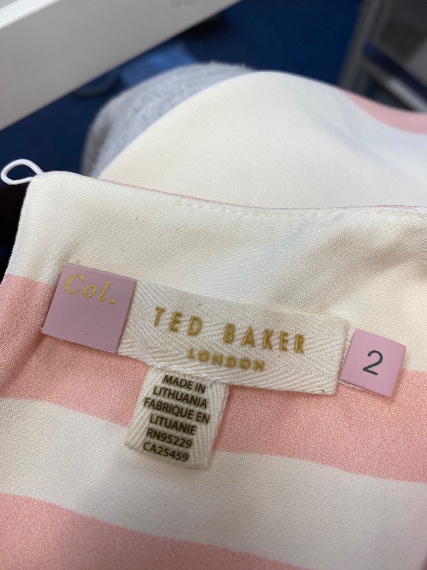 Fabulous Ted Baker Mini dress UK 10 Pink cream stripe floaty NF494