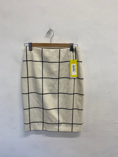 Fabulous Karen Millen Midi Skirt UK 10 Beige checked office NF494