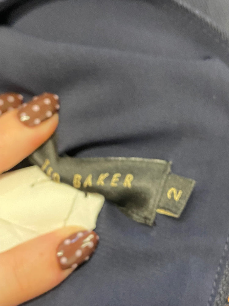 Fabulous Ted Baker dalyn Midi Dress UK 10 Navy pink floral NF494