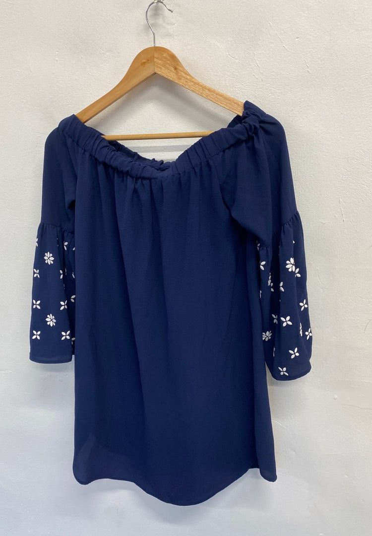 Fabulous Michael Kors BNWT Mini Dress UK 8 Navy Blue floral off shoulder NF494