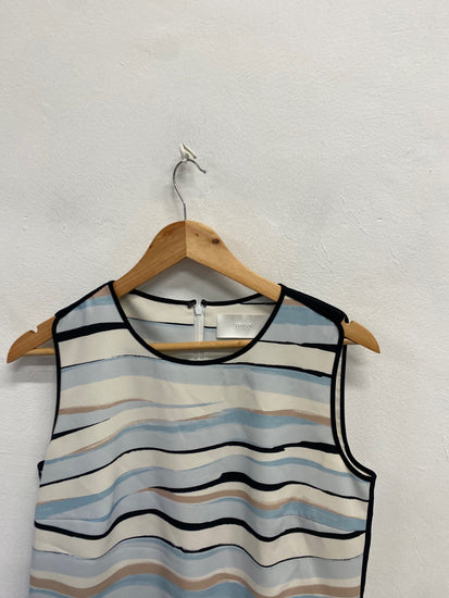 Fabulous Hugo Boss Mini dress UK 10 Blue beige stripe office NF494