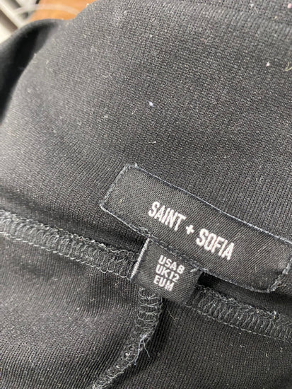 Fabulous Saint + sofia Wide leg trousers UK 12 Black leopard side stripe SL496