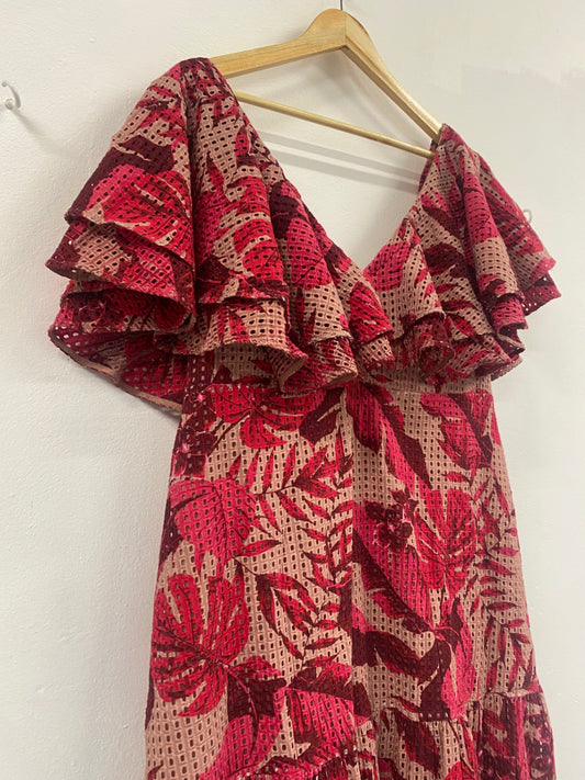 Fabulous Johanne Ortiz x H&M Spanish romantic Dress UK20 Red KJ497