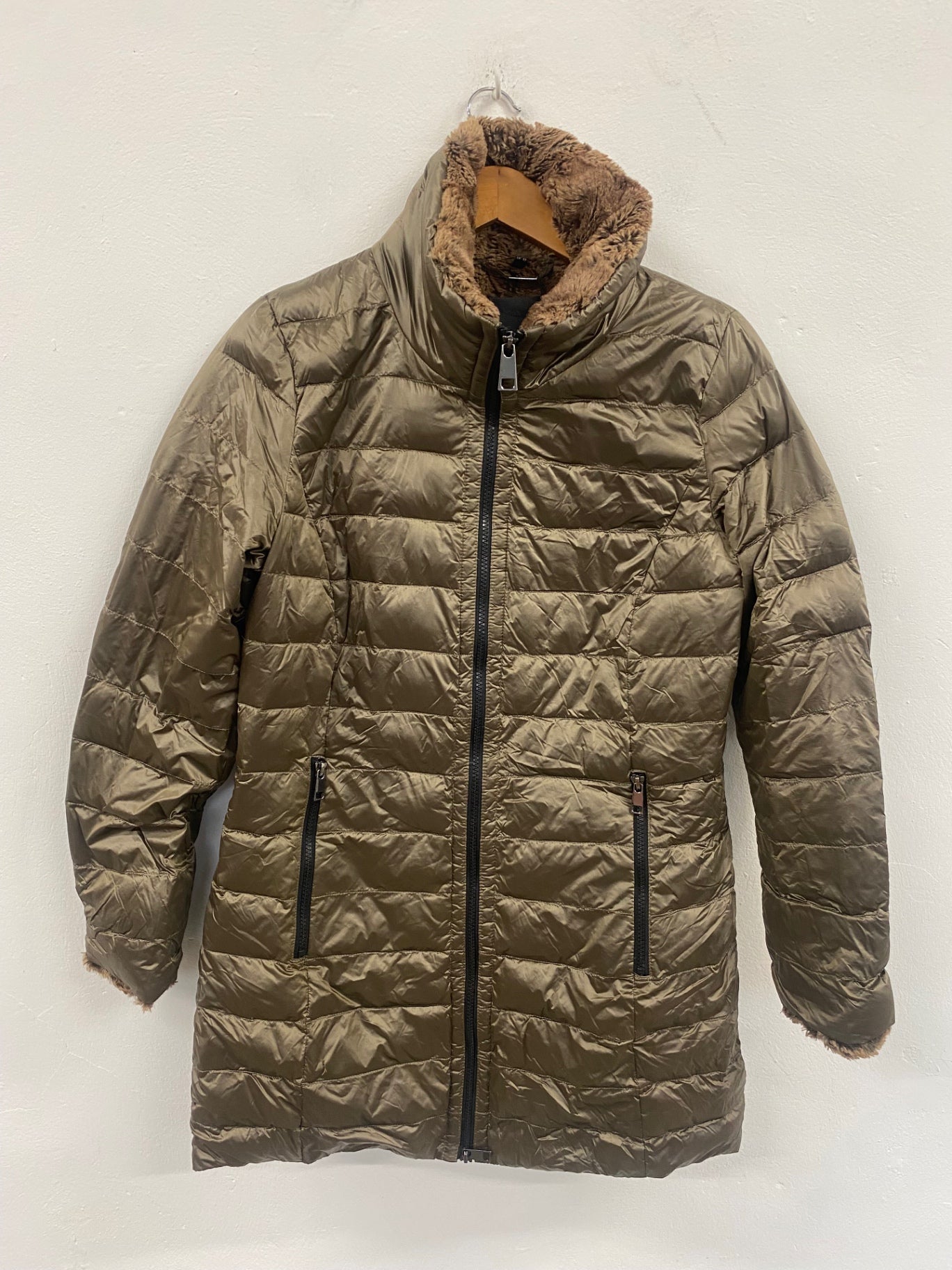 Fabulous Barbara lebek down filler cosy Puffer Jacket UK12 brown SL469