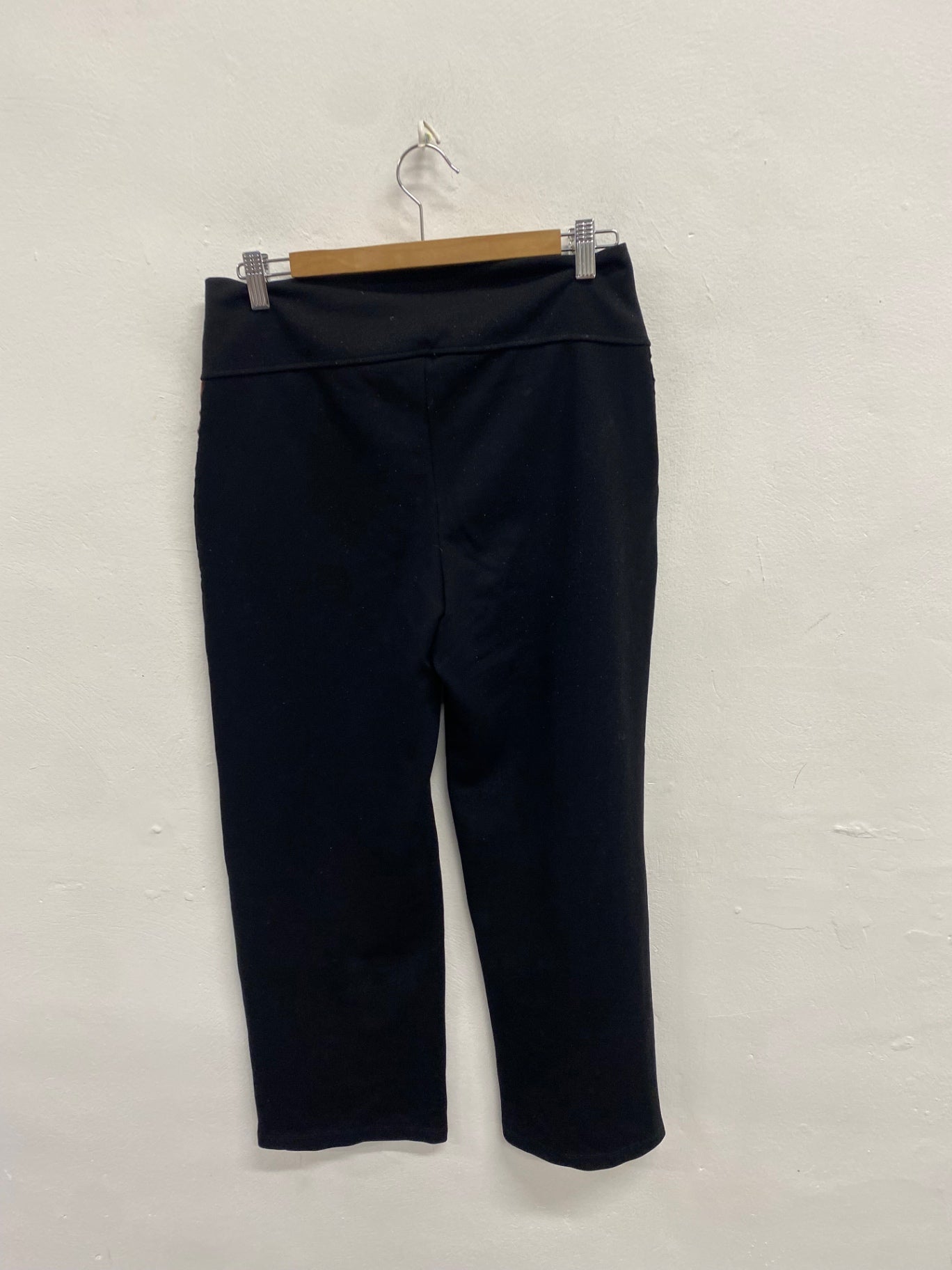 Fabulous Saint + sofia Wide leg trousers UK 12 Black leopard side stripe SL496