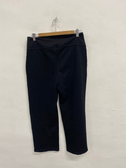 Fabulous Saint + sofia Wide leg trousers UK 12 Black leopard side stripe SL496