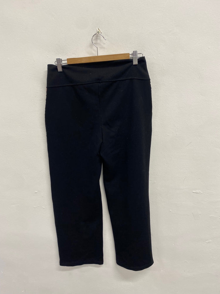 Fabulous Saint + sofia Wide leg trousers UK 12 Black leopard side stripe SL496