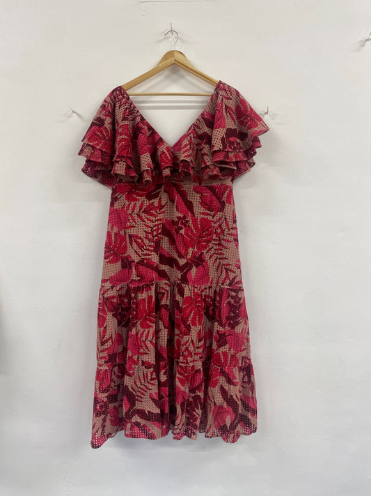 Fabulous Johanne Ortiz x H&M Spanish romantic Dress UK20 Red KJ497