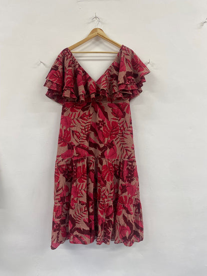 Fabulous Johanne Ortiz x H&M Spanish romantic Dress UK20 Red KJ497