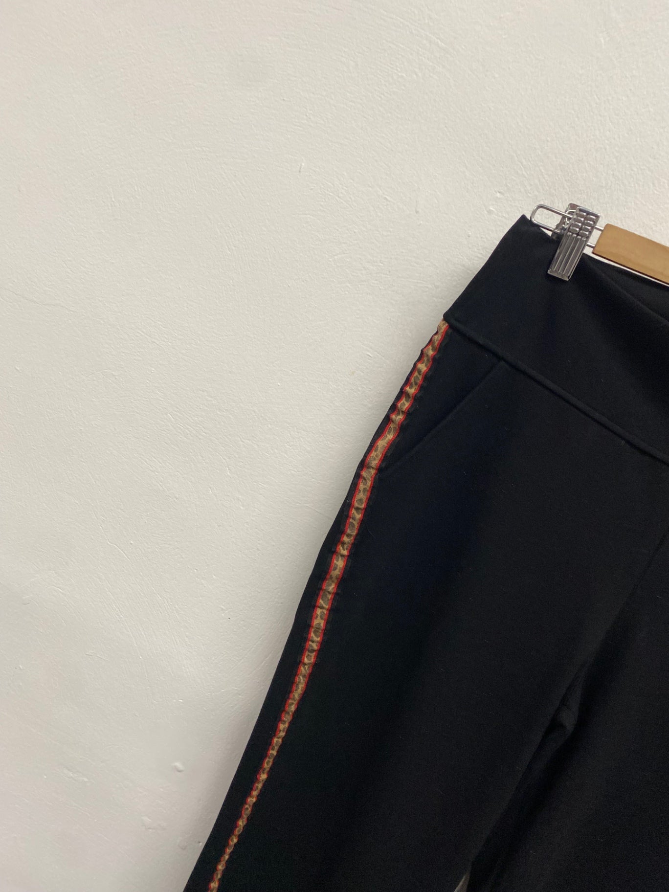 Fabulous Saint + sofia Wide leg trousers UK 12 Black leopard side stripe SL496