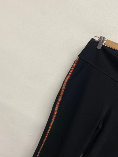 Fabulous Saint + sofia Wide leg trousers UK 12 Black leopard side stripe SL496