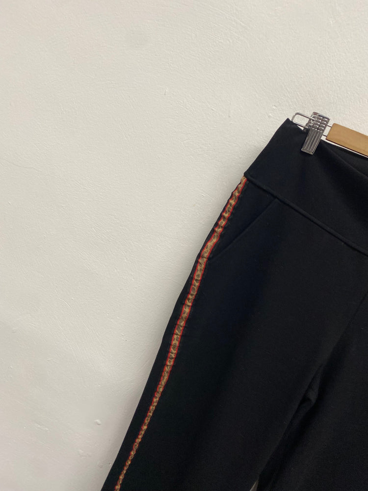 Fabulous Saint + sofia Wide leg trousers UK 12 Black leopard side stripe SL496