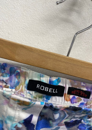 Fabulous Robell Cropped trousers UK 10 Blue floral SL496