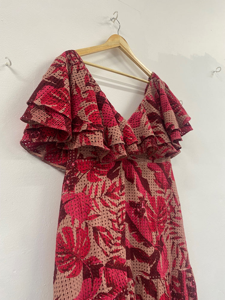 Fabulous Johanne Ortiz x H&M Spanish romantic Dress UK20 Red KJ497