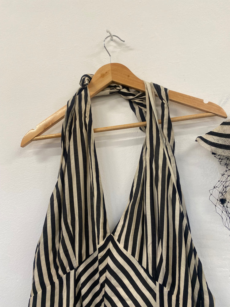 Fabulous H&M Occasion Dress & Fascinator UK18 Beige & black race Day KJ497