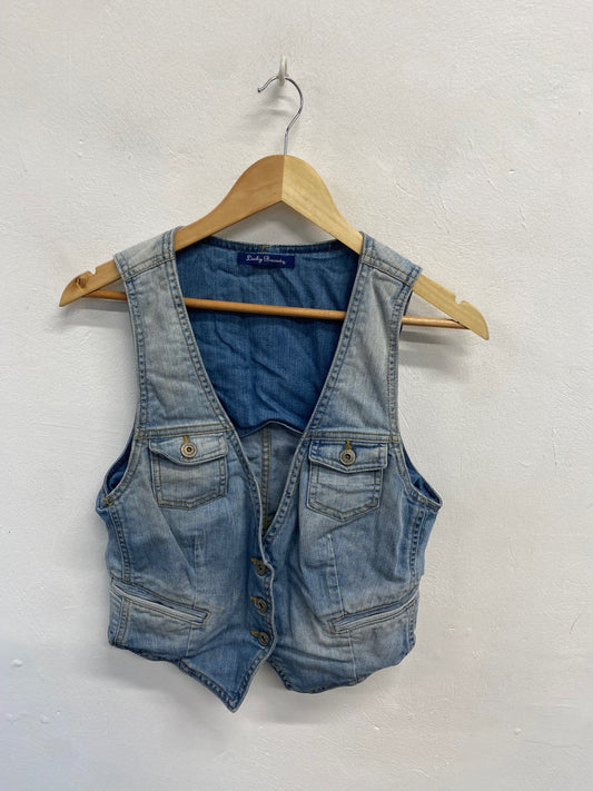 Fabulous Lucky Brand Waistcoat denim UK 8 Light Blue FC481