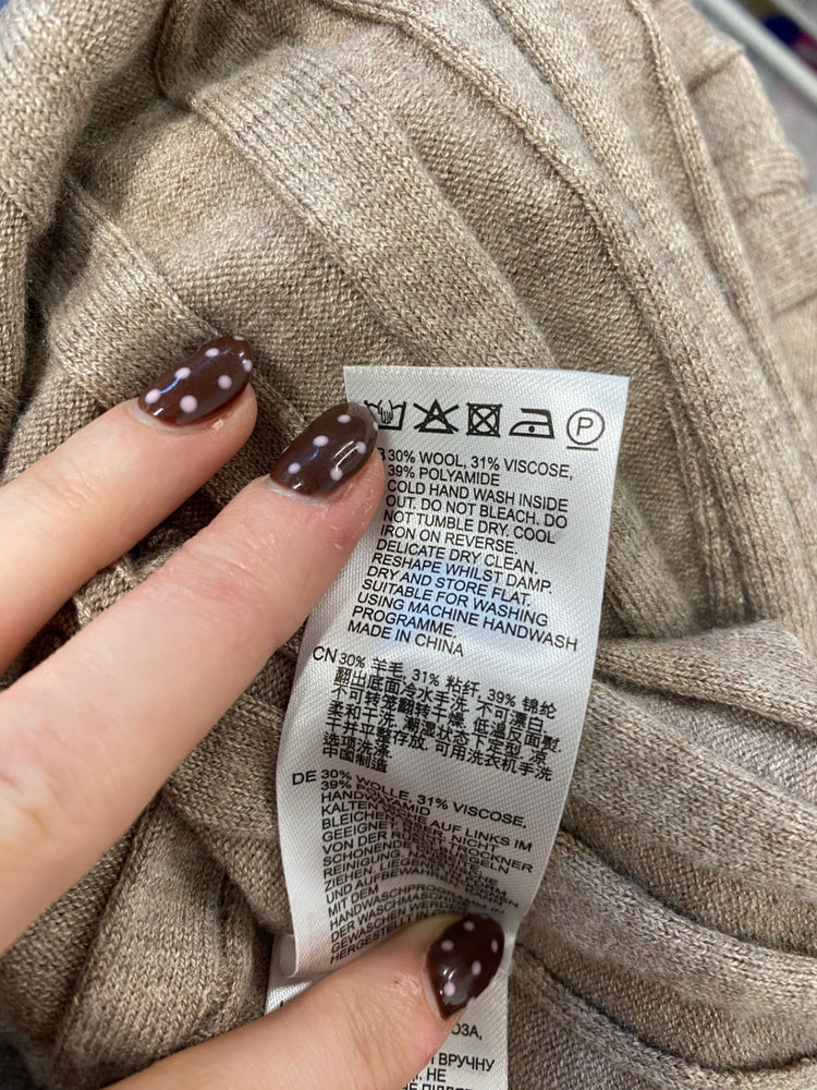 Fabulous Reiss Winnie wool Midiaxi Dress UK 14 Beige AS001