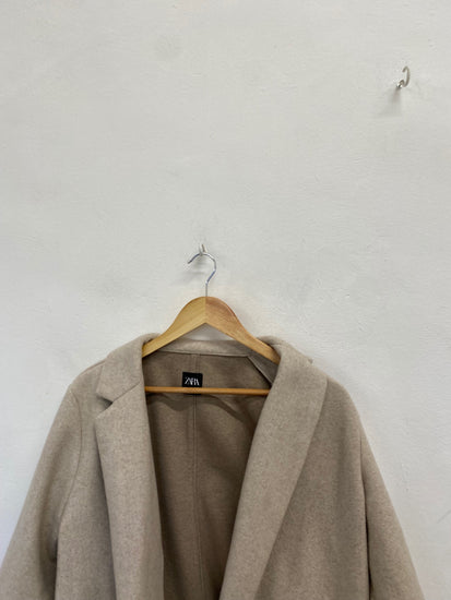 Fabulous Zara Longline jacket UK 14 Beige autumn SH493