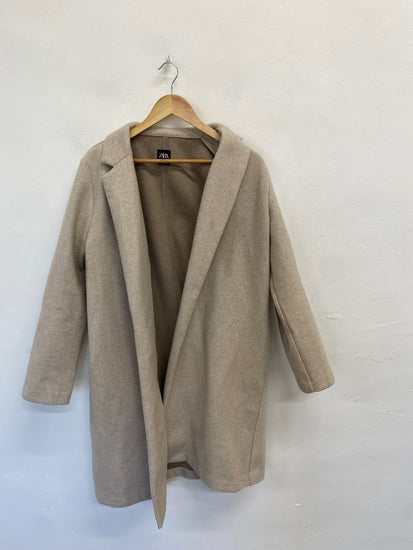 Fabulous Zara Longline jacket UK 14 Beige autumn SH493